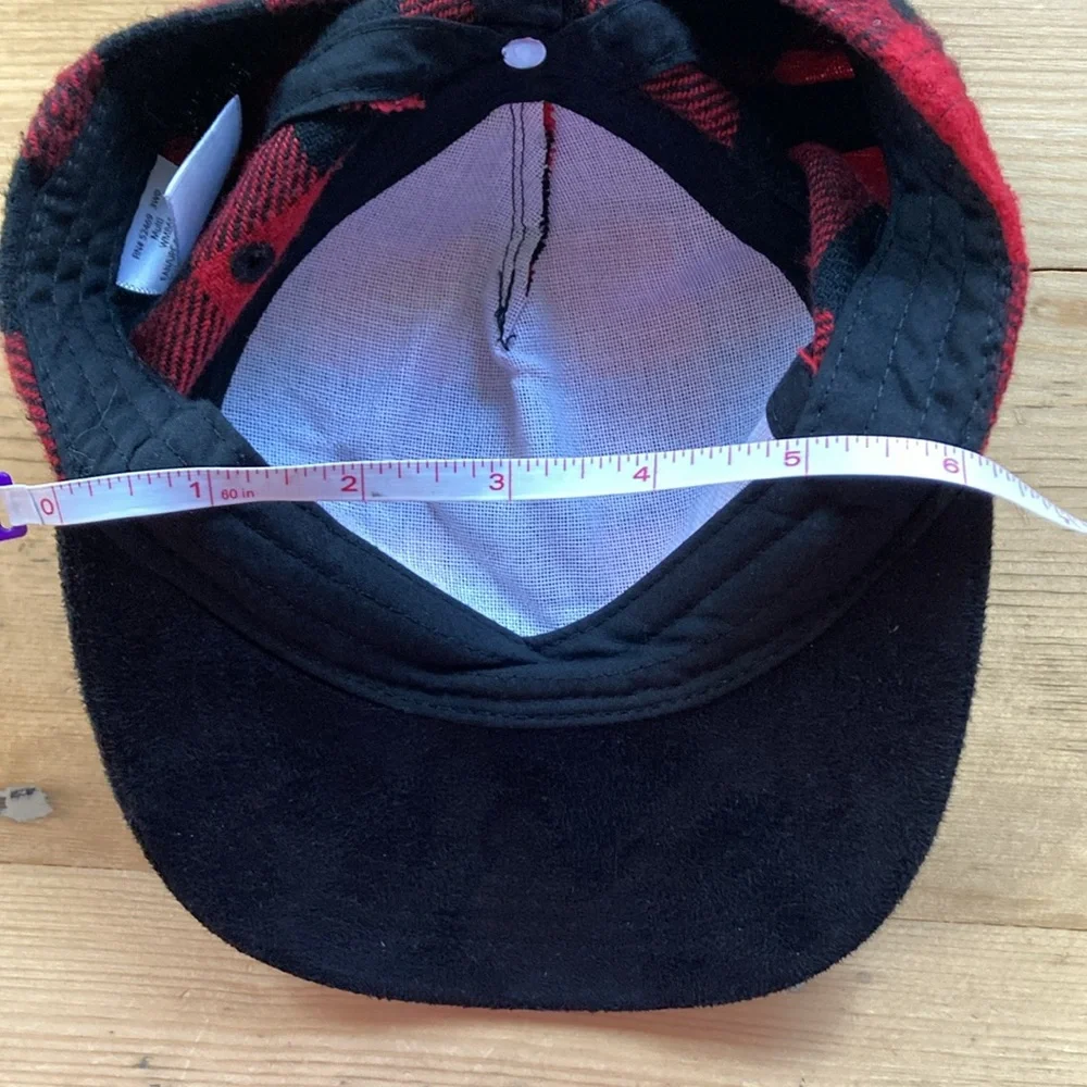 Child’s Red Black Buffalo Plaid Suede Baseball Cap Adjustable